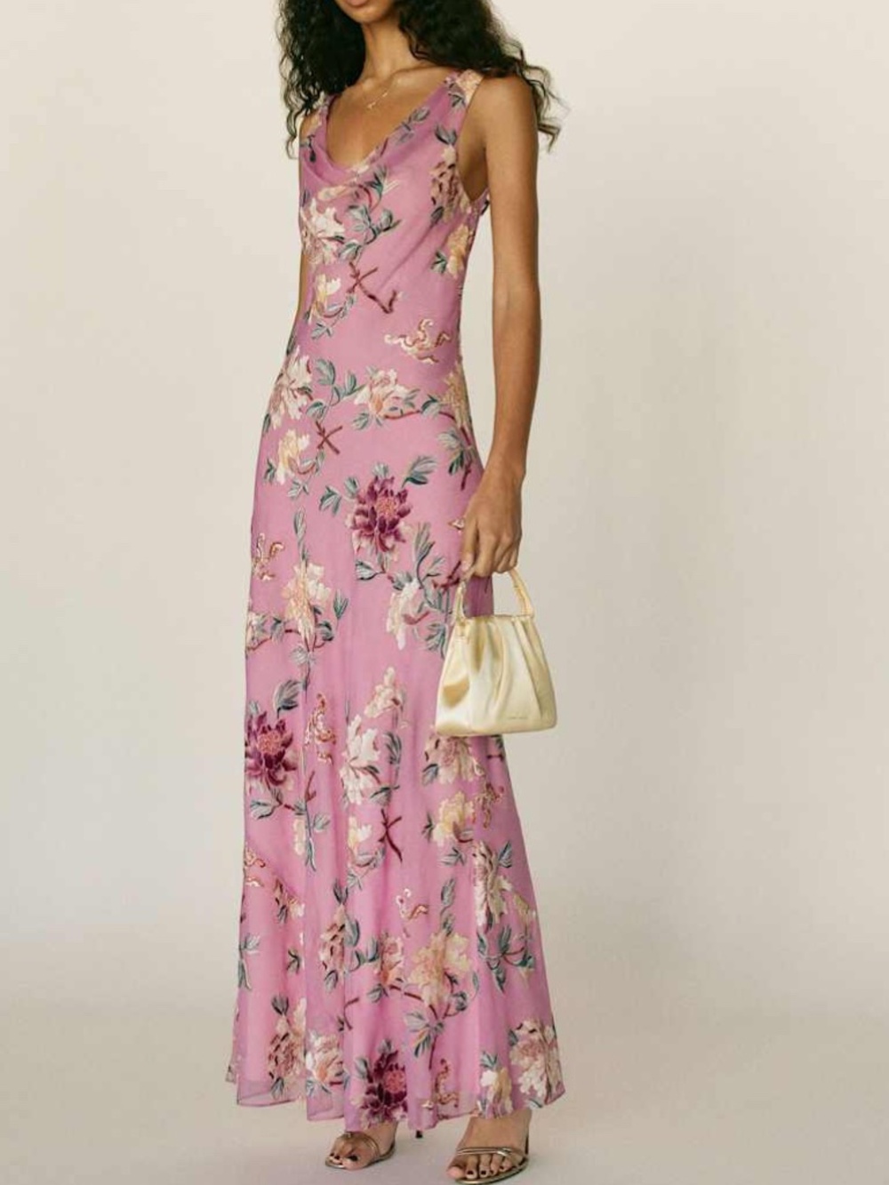 Reformation Annabelle Dress Botanical Mauve Pink Floral Maxi With Tags - Size 4
